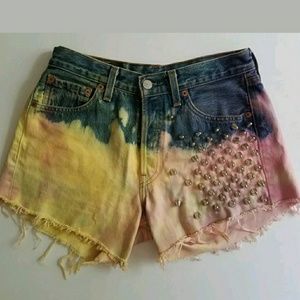 Levis High Waisted Denim Cut Off Shorts Studded 6